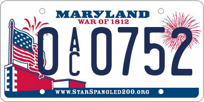 MD license plate 0AC0752