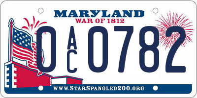 MD license plate 0AC0782