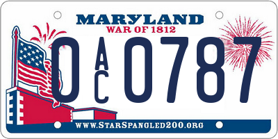 MD license plate 0AC0787