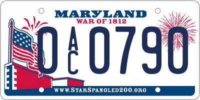 MD license plate 0AC0790