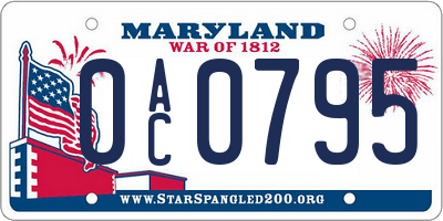 MD license plate 0AC0795