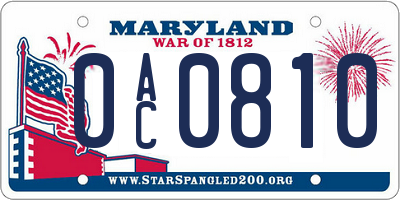 MD license plate 0AC0810