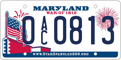 MD license plate 0AC0813