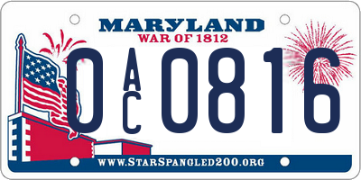 MD license plate 0AC0816
