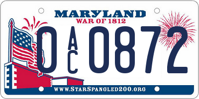 MD license plate 0AC0872