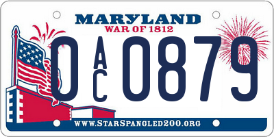 MD license plate 0AC0879