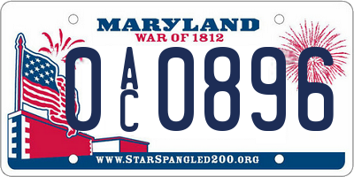MD license plate 0AC0896