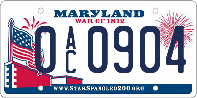 MD license plate 0AC0904