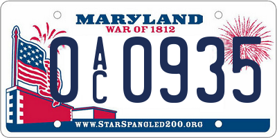 MD license plate 0AC0935