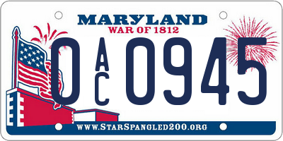 MD license plate 0AC0945