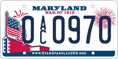 MD license plate 0AC0970
