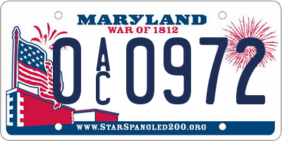 MD license plate 0AC0972