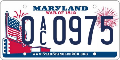 MD license plate 0AC0975