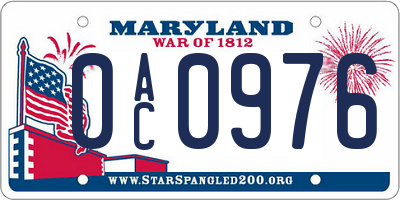 MD license plate 0AC0976