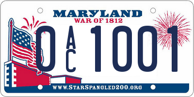 MD license plate 0AC1001