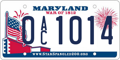 MD license plate 0AC1014