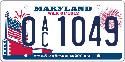 MD license plate 0AC1049
