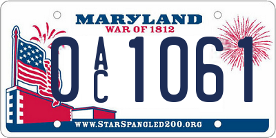 MD license plate 0AC1061