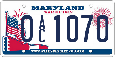 MD license plate 0AC1070