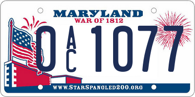 MD license plate 0AC1077