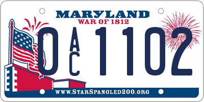 MD license plate 0AC1102