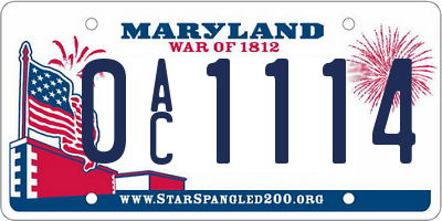 MD license plate 0AC1114
