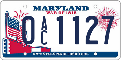 MD license plate 0AC1127