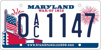 MD license plate 0AC1147