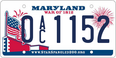 MD license plate 0AC1152