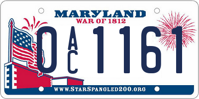 MD license plate 0AC1161