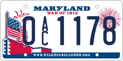 MD license plate 0AC1178