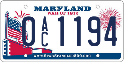 MD license plate 0AC1194