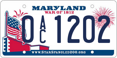 MD license plate 0AC1202