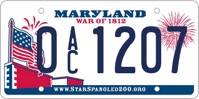 MD license plate 0AC1207