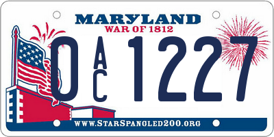 MD license plate 0AC1227