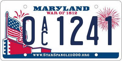 MD license plate 0AC1241
