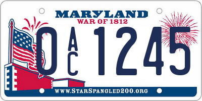 MD license plate 0AC1245