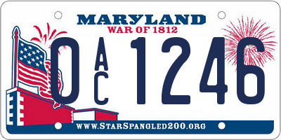 MD license plate 0AC1246