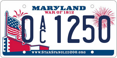 MD license plate 0AC1250