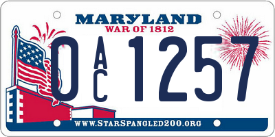 MD license plate 0AC1257