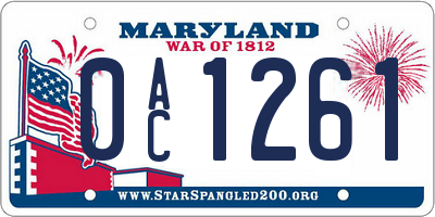MD license plate 0AC1261