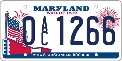 MD license plate 0AC1266