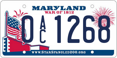 MD license plate 0AC1268