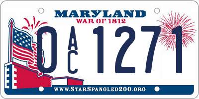MD license plate 0AC1271