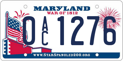 MD license plate 0AC1276