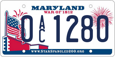 MD license plate 0AC1280