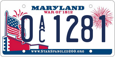 MD license plate 0AC1281
