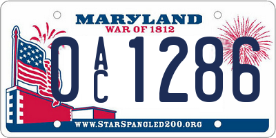 MD license plate 0AC1286