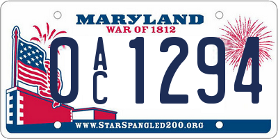 MD license plate 0AC1294