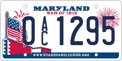 MD license plate 0AC1295
